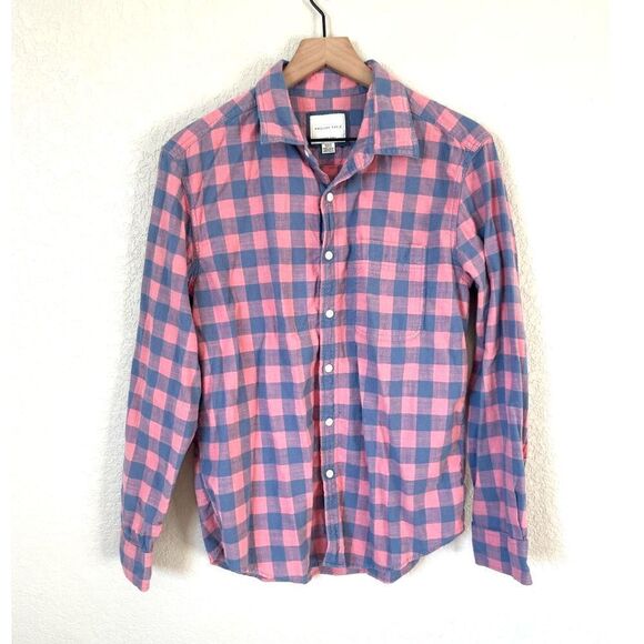 American Eagle Outfitters Tops - American Eagle Medium Pink & Blue Plaid Button Up Long Sleeve Top